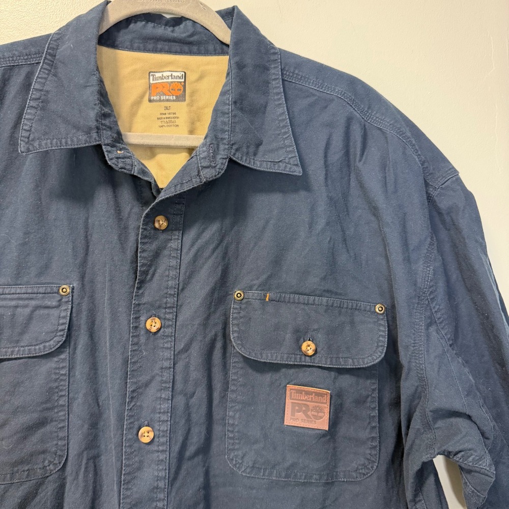 Timberland PRO Mens Navy Blue Short Sleeve Button Down Work Shirt 2XLT‎